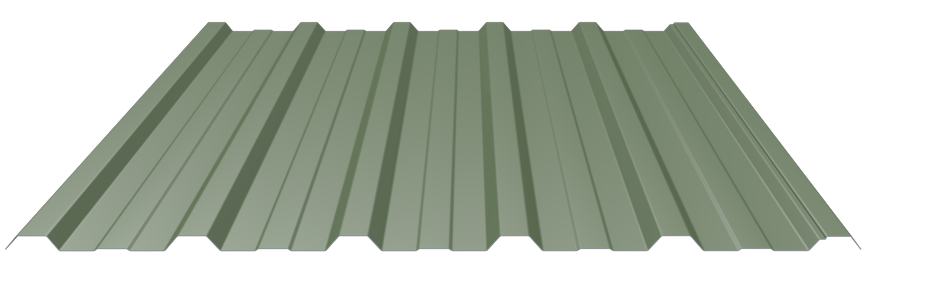 Trapezblech 22-214 Stahl 0,75mm RAL6011 25µm PE RSL Dach mit Wasserfalle Premiumvlies mit Schutzfolie