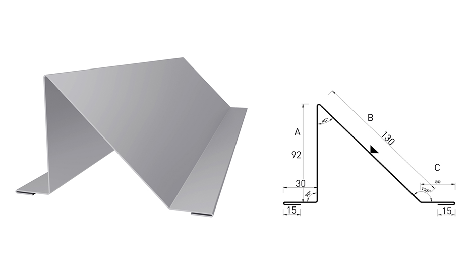 Schneefang  92/130/30 Stahl 0,75mm RAL7042