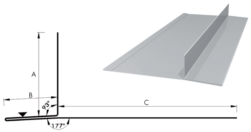 Sturzprofil mit Leibung 72/45/150 Stahl 0,75mm RAL1019