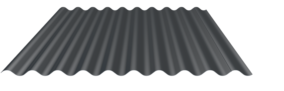 Wellblech 27-111 Alu 0,9mm RAL8004 25µm PE RSL Wand mit Wasserfalle  mit Schutzfolie
