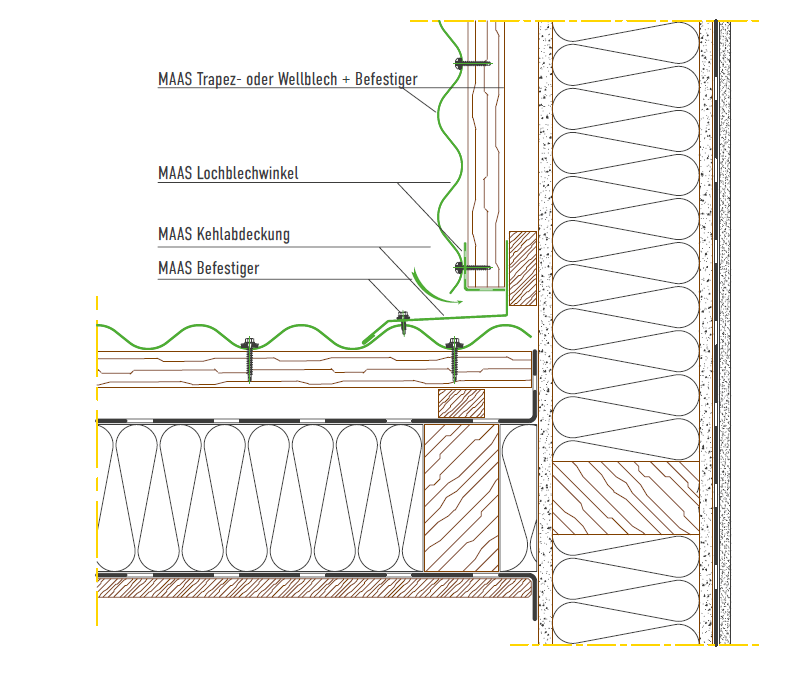 FASSADENABSCHLUSS MIT ÜBERGANGSPROFIL – FASSADE HINTERLÜFTET – VERTIKALSCHNITT