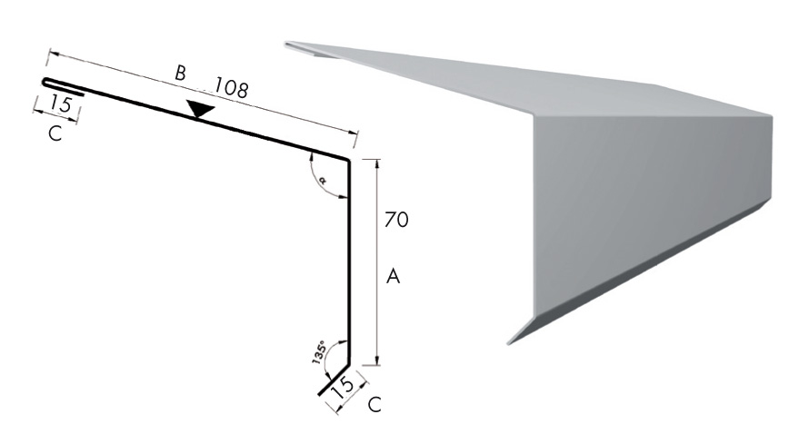 Prallblech  108/70 Stahl 0,75mm RAL7016