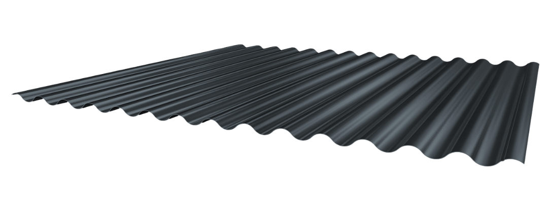 Wellblech 18-76 Alu 0,9mm RAL9007 25µm PE RSL Dach mit Wasserfalle  mit Schutzfolie