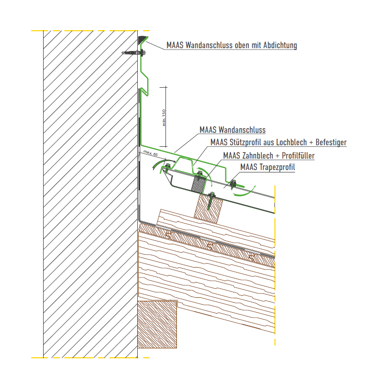 ANSCHLUSS AN AUFGEHENDER WAND – SPARRENDACH